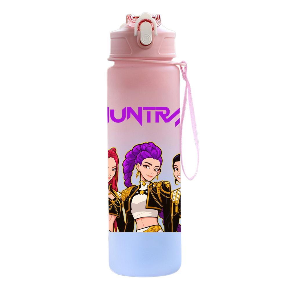750Ml Water Bottle Cartoon K-Pop Demon Hunters Printed Large Capacity Drinking Cup Portable Outdoor Sports Water Cup Children Kid Gift