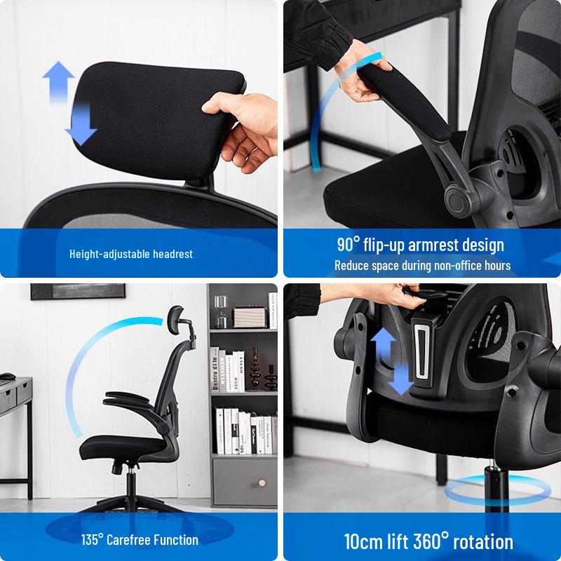 Ergonomic Home Office Chair with Comfortable Backrest and Seat for Long Sitting