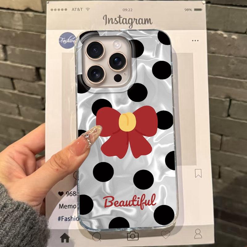 Pink Bow Love Heart Girls Water Texture Phone Case For Apple Iphone 15 16 14 13 Pro Max 16e 12 11 7 8 Plus XR SE Fundas Cover