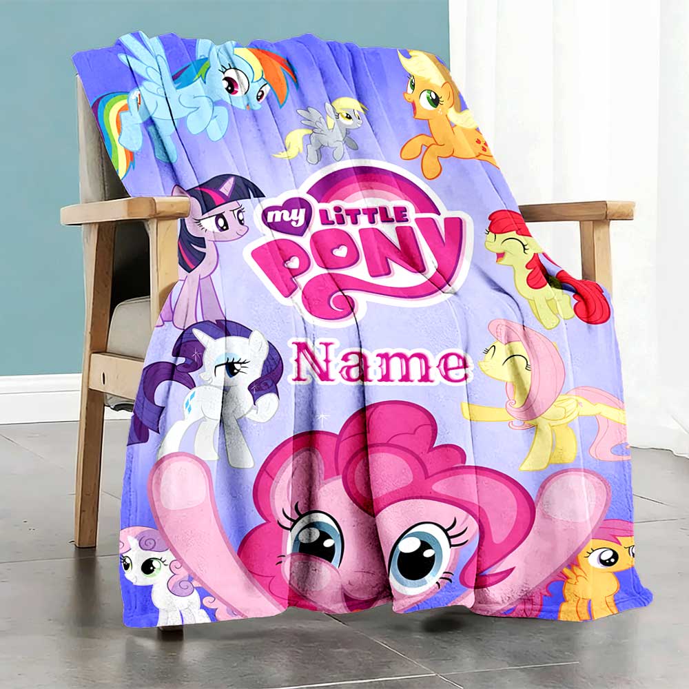 Little Pony (17) Personalized Text Blanket Lightweight Personalized Blanket Comfortable Suitable for Home Decor Office Living Room Office Chair