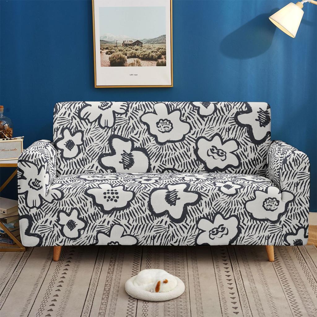 Flower And Flower Sofa Cover, Dustproof And Non-Slip Elastic All-Inclusive Three-Seat Sofa Cover