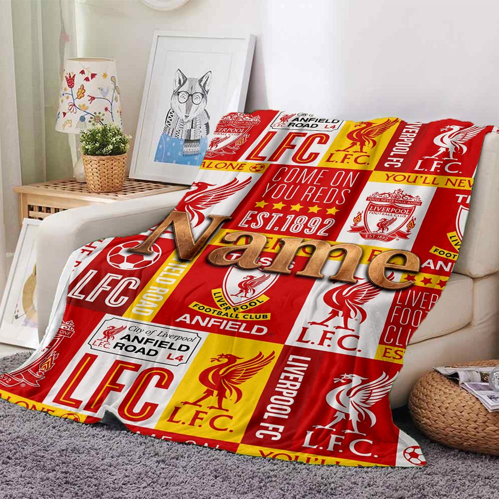 Custom Name Liverpool Football Club Theme Printed Blanket Perfect For Couch Bed Travel Outdoor Use Machine Washable Cozy Durable