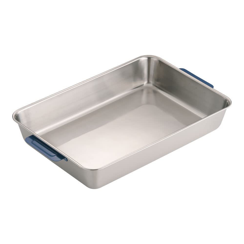 

Endo Shoji Commercial Color Handle Square Tray, 6-Piece Capacity, Blue, 18-8 Stainless Steel, Made in Japan, ABTH202
