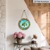 2D Flat - A 1pc 7.87*7.87In/20X20Cm 2D Flat Round Sign Featuring a Cute Cartoon Turtle And Floral Retro Decor, Representing Marine Life And