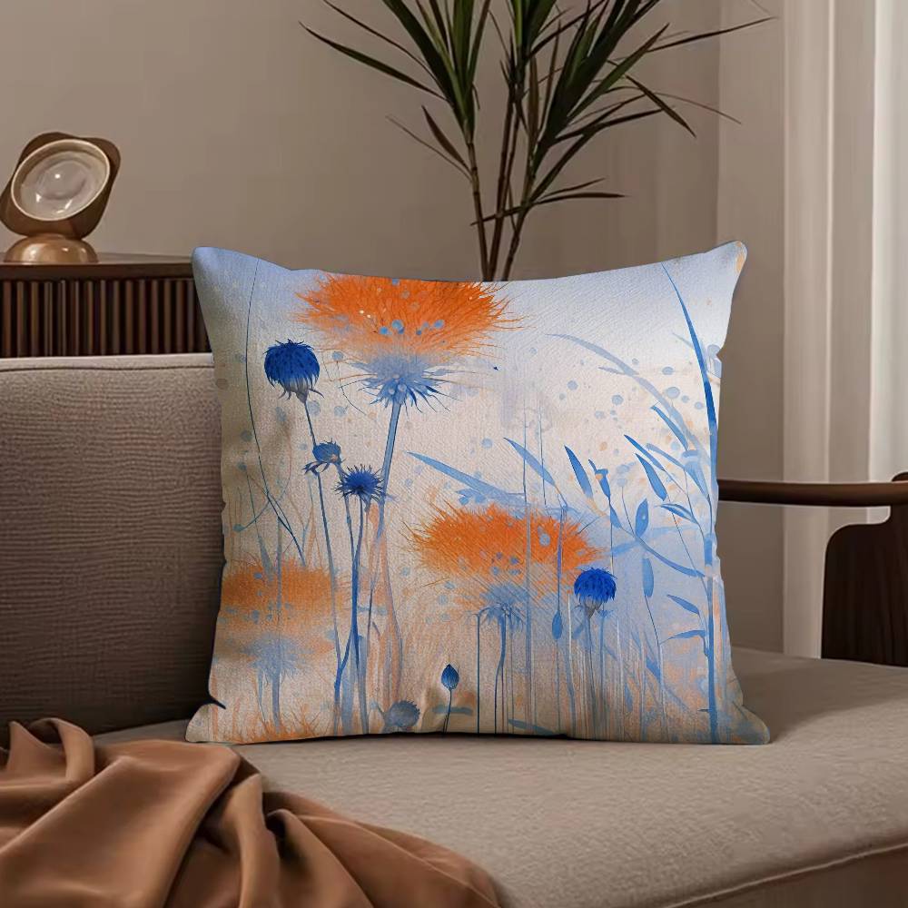 fashion Cornflower Pillow Case Anti-dustmite Pillowcase Invisible zipper silky short plush Sofa cushion cover