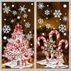2 Sheets Christmas Tree Window Cling Removable Waterproof Xmas Candy Cane Static Glass Sticker Home Office Room Holiday Party Decoration Decal