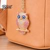 Decorative Owl Keychain Pendant 3D Cartoon Design Sparkling Rhinestones Inlaid