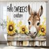 Lovely Farm Donkey Sunflower Shower Curtain Printed Fabric Bathroom Decorative Shower Curtain Home Curtain With Hooks