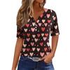 Women's T Shirt Tee Valentine's Day Print Button Short Sleeve Daily Weekend Fashion Basic V- Neck Regular Top