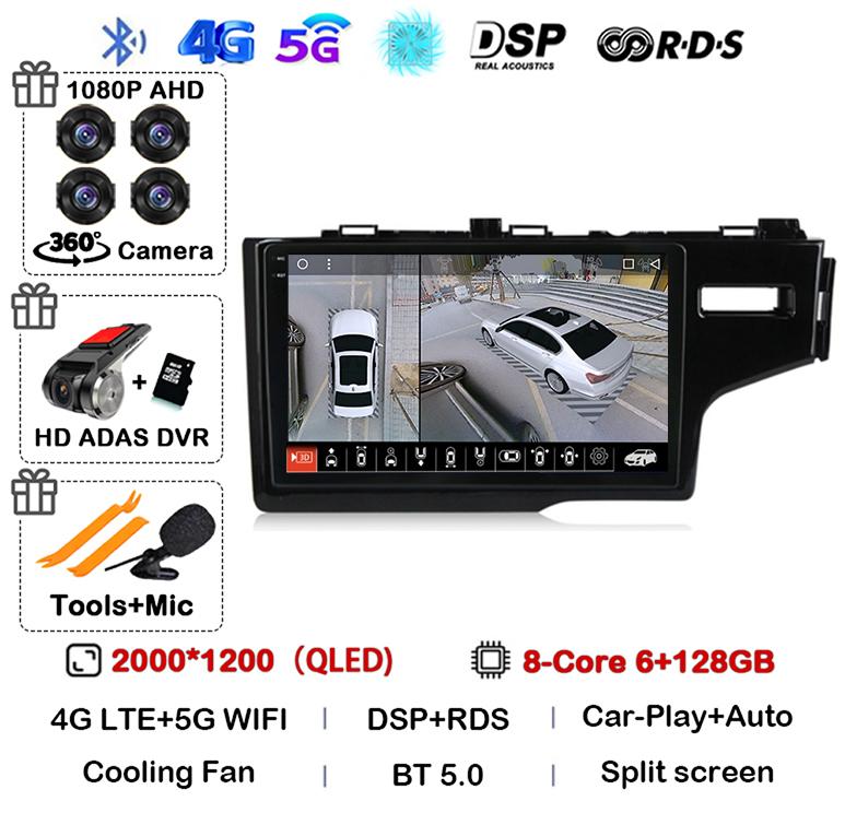 Android 14 Auto For Honda Jazz 3 2015-2020 Fit 3 GP GK 2013-2020 RHD Car Radio Multimedia Player Navigation Stereo GPS Head Unit