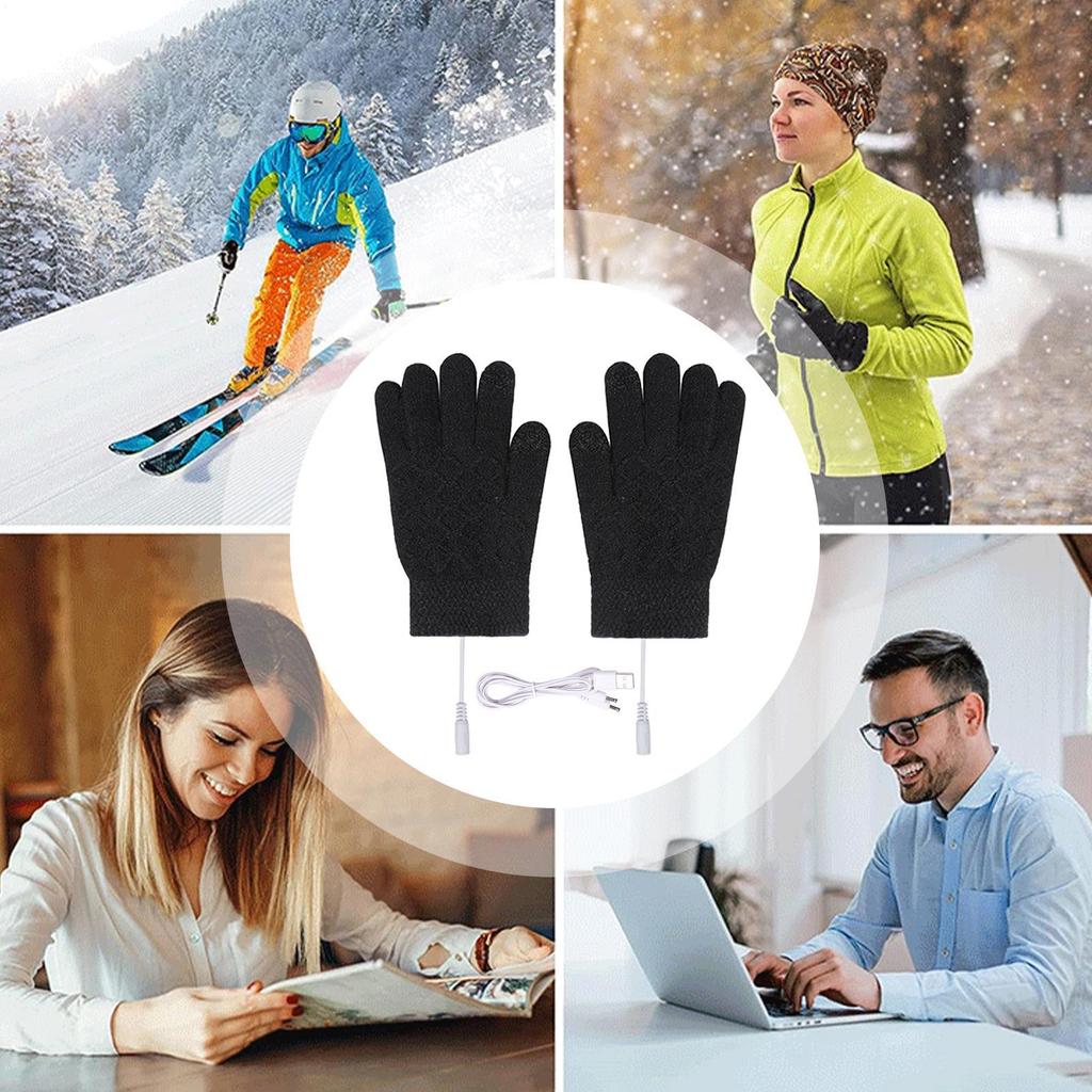Heating Gloves Touchscreen USB Electric Mittens Heated Gloves For Women For Men Women Kids Camping Football Motorcycle Work