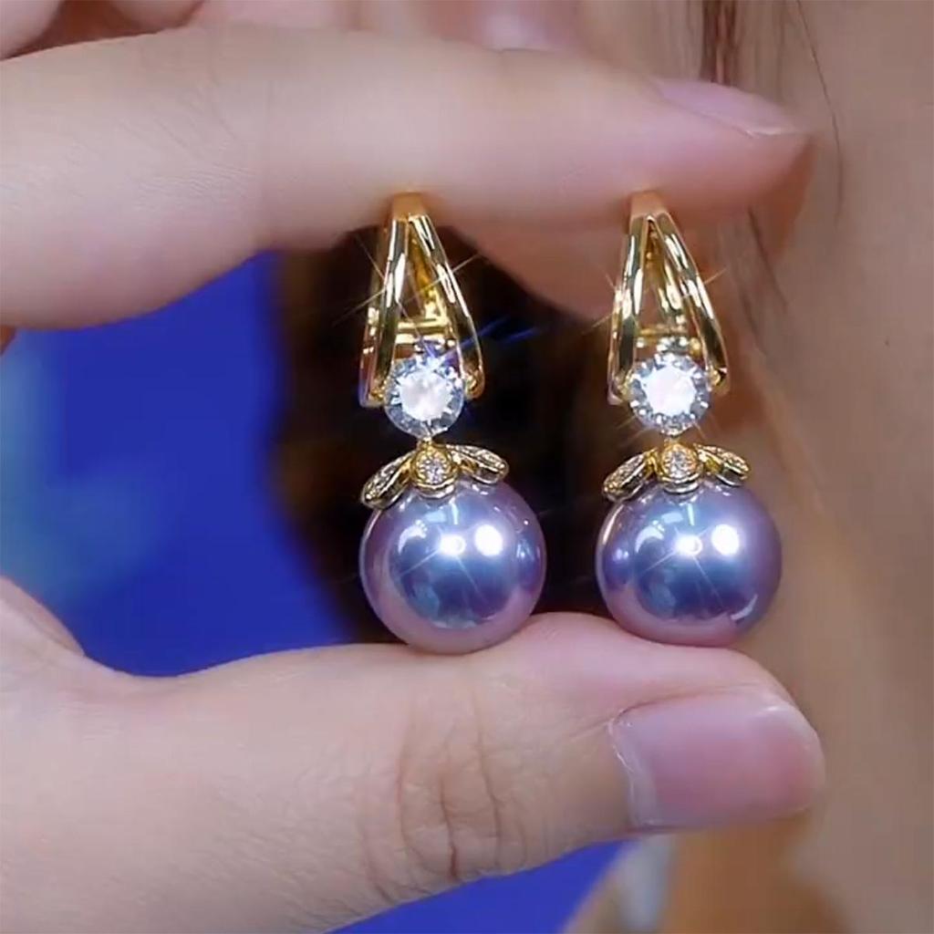 Exquisite French Luxury Red Pearl Sparkling Earrings | Retro Niche Style for Women