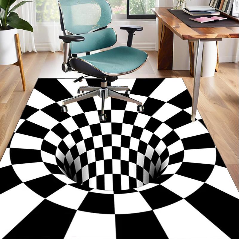 Checkerboard Distortion Pattern Office Rug Chair Mat, Entryway Carpet, Suitable for Front Door, Bedroom, Living Room, Desk, Holiday Gift