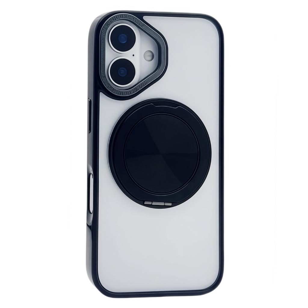 For iPhone 16 Plus Magnetic Case Acrylic TPU Phone Back Cover with Kickstand