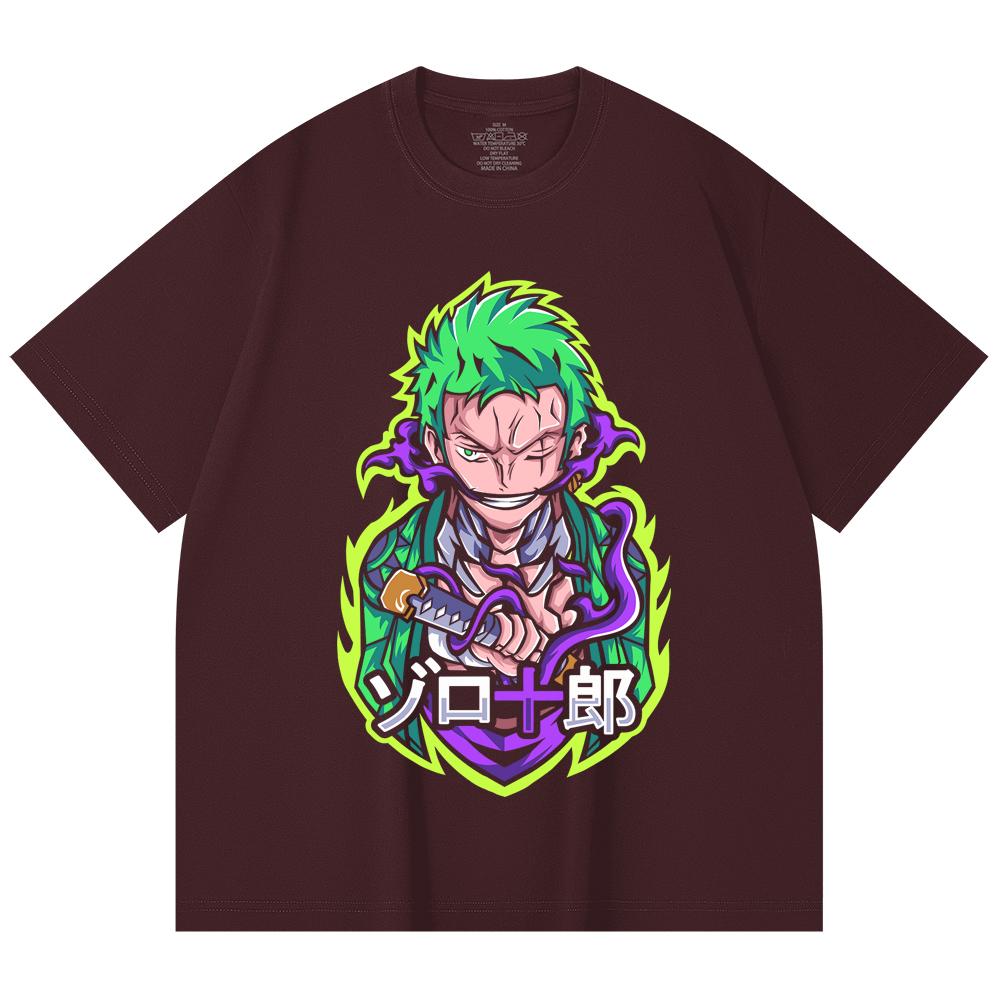 230 Gsm 100% Cotton One Piece V80 Zoro Print Unisex Heavy Cotton T Shirt