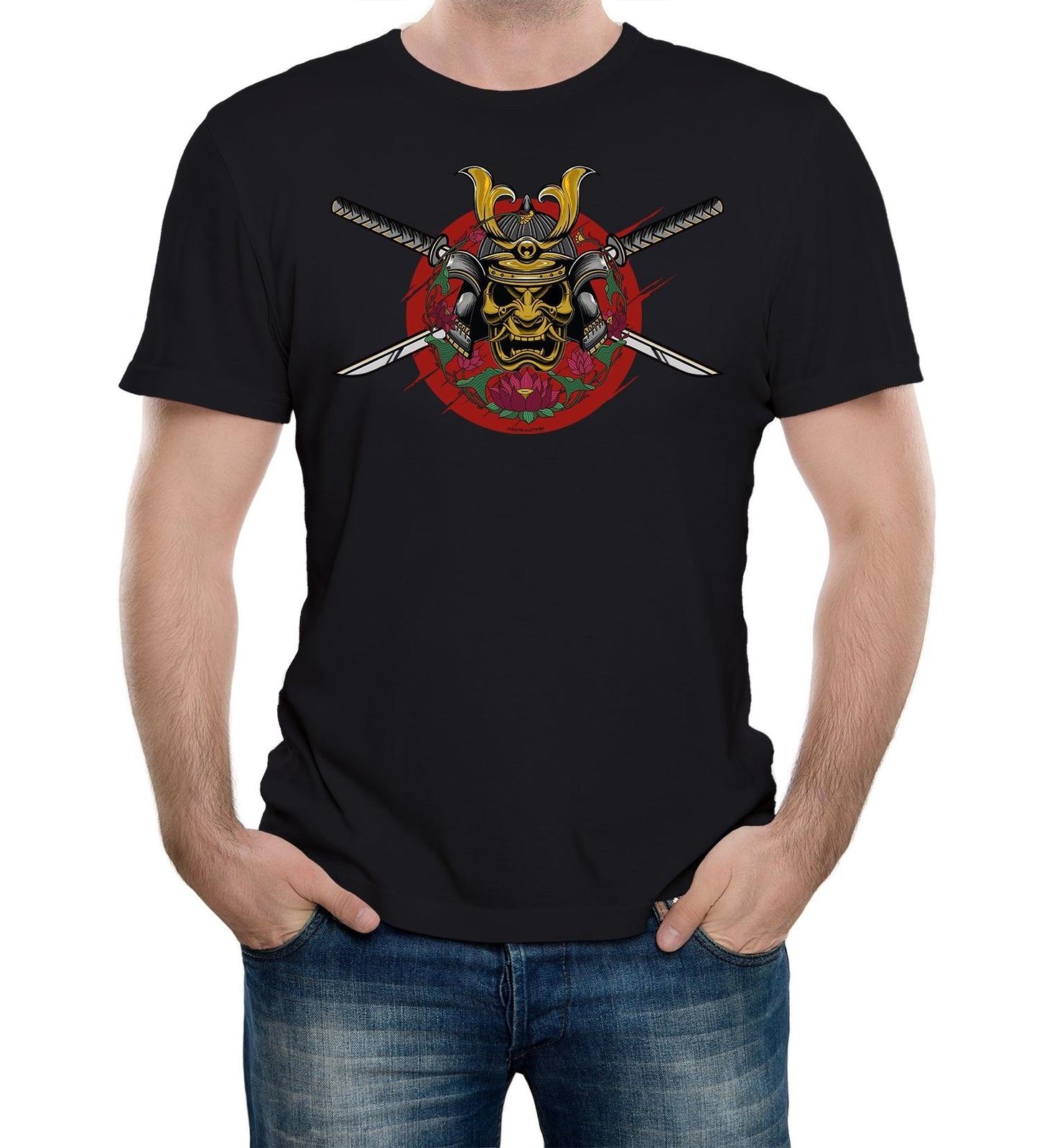 Mens Japanese Samurai Face Mask T-Shirt Mens Womens Tees Top Japan Anime Kitana Tokyo S