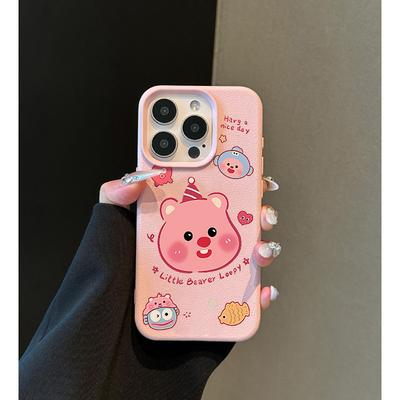 Cartoon Ruby Beaver Is Suitable for Apple 15promax Phone Case, IPhone16pro, and Lychee Pattern 14/13 Mini
