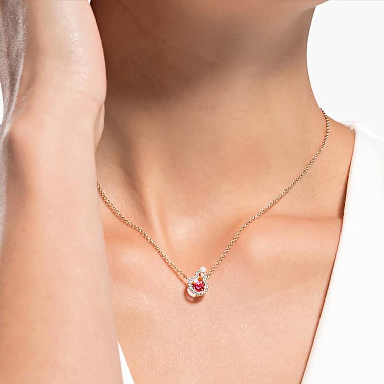 Swarovski Full Blessing Hulu Necklace Women Necklace Red 5539897