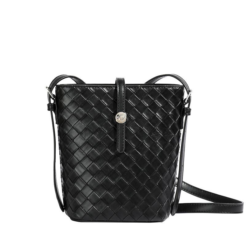 Ielgy Premium Soft Leather Woven Pattern Bag Texture Shoulder Crossbody Bucket Bag