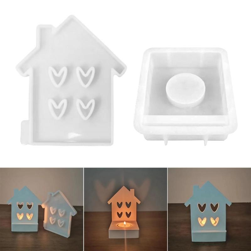 Love House Candle Holder Mold with Base for Making Candle Holder Tealight Holder Decorations Gypsum Ornament