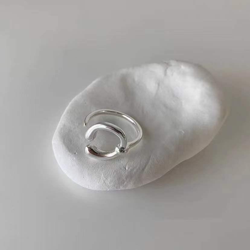 Korean Croissant Open Pig Nose Adjustable Double-Layer Ring for Women