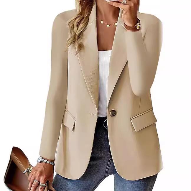 2025 Autumn Long-Sleeve Women's Solid Color Cardigan Suit Jacket