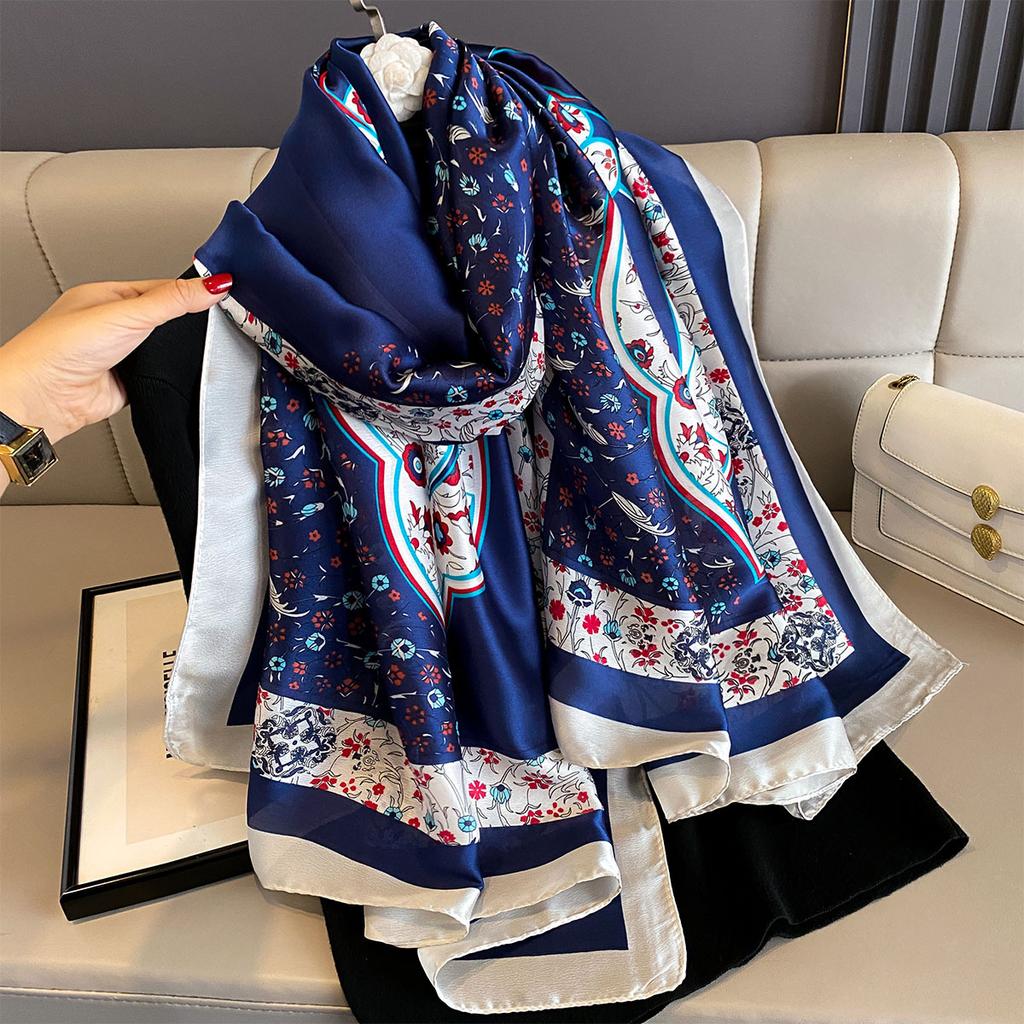 Women 180*90cm Fashion Beautiful Soft Silk Scarves Female Lady Shawl Hijab Wrap Foulard Bandanna Muffler Beach Pareo