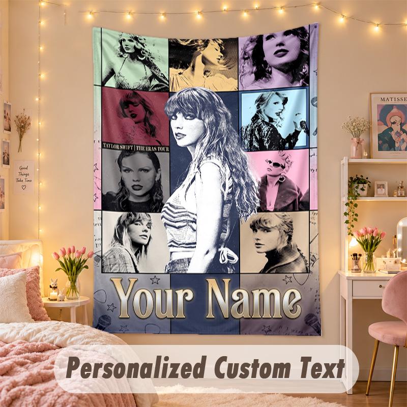 Custom Personalized Tapestry,Taylor Swift Print Custom Name Text Wall Art Hanging for Bedroom