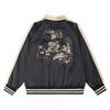 Unisex Oversized Patchwork Hoodless Bomber Jacket Cotton-Lined Casual Streetwear Outerwear Fall