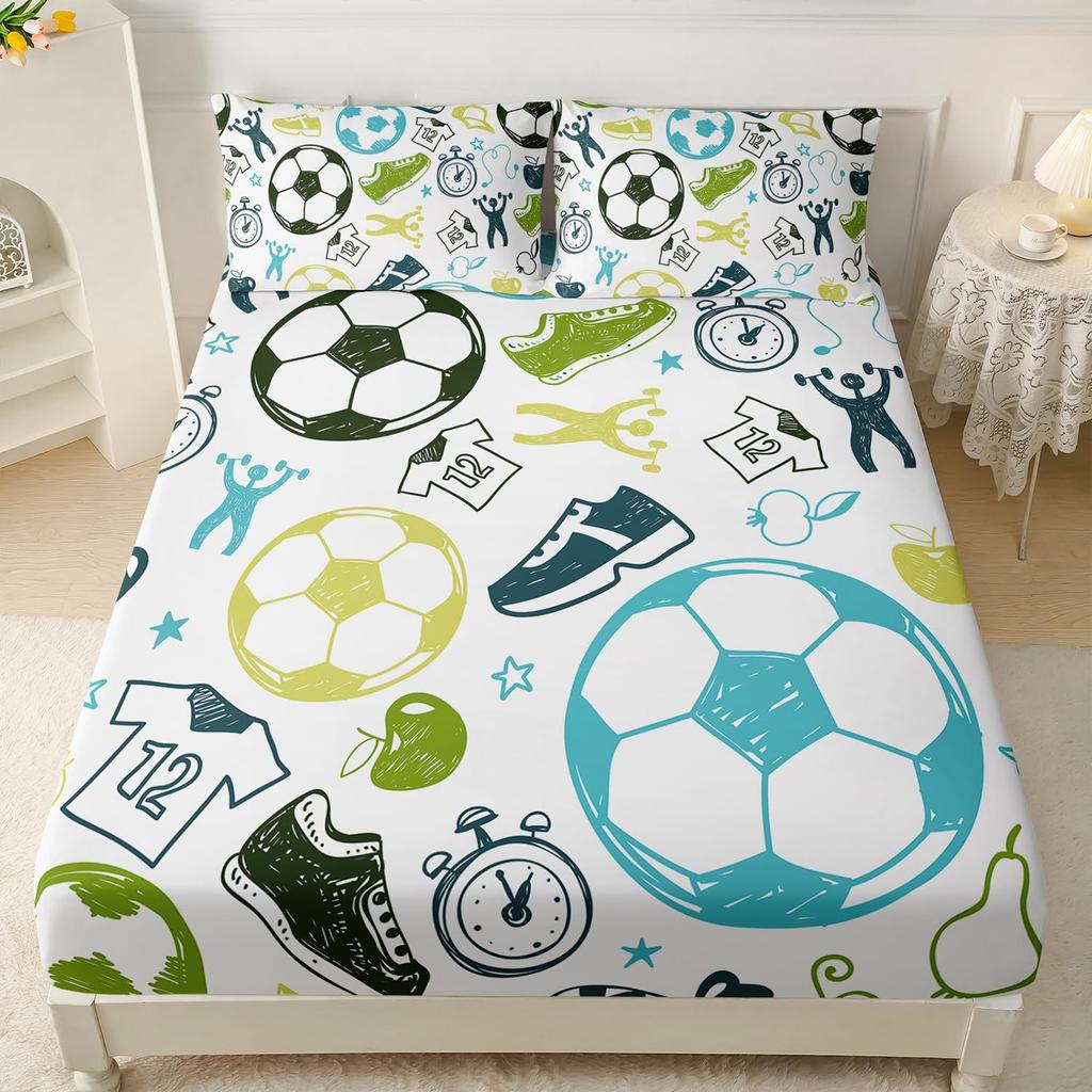 Cute Cartoon Cat Pattern Bed Hat Three-Piece Digital Printing Bedding Set Adult Children