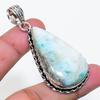 Natural Larimar Gemstone Handmade 925 Sterling Silver Jewelry Pendant 2.25" AP-15992