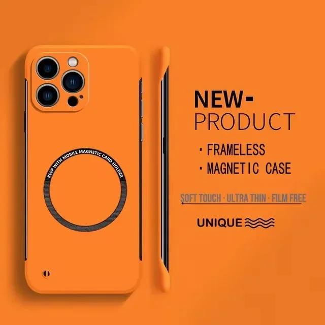 For Magsafe Magnetic Frameless Phone Case For iPhone 7P 12 13 14 15 16 Pro Max 15 16 Plus Ultra Thin Hard PC Shockproof Cover