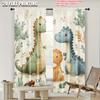 2pcs   Spring Summer Curtains Cute Dinosaur Watercolor Sheer Curtains Versatile Polyester Outdoor Decorations Perfect for Bedroom