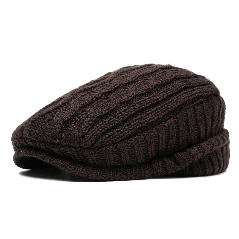 Autumn and Winter Knitted Woolen Hats Beret Caps Women Versatile Forward Hats Ear-protecting and Fleece Warm Men's Baseball Caps