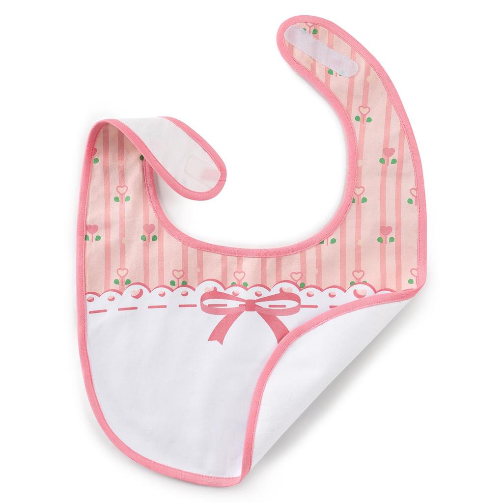 LittleForBig Adult Bib, Cute Apron for Nursing Care [Cotton + Waterproof Sheet] with Velcro, Pink Floral Baby Doll Bib