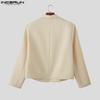 INCERUN Autumn Men Lapel Long Sleeve Buttons Cropped Short Texture Blazer Coats