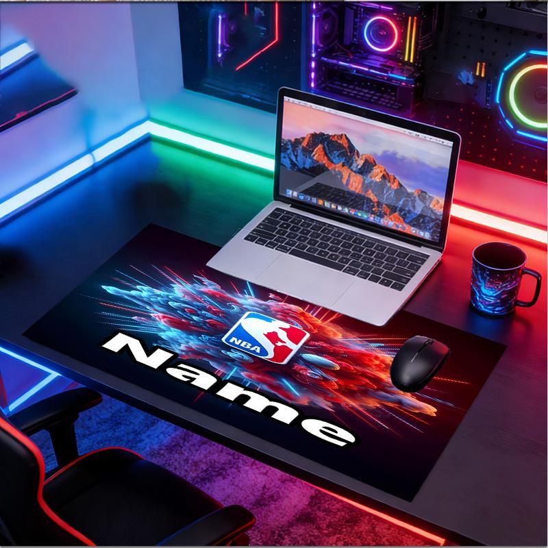 Custom Name Personalized NBA Pattern Mousepad, Laptop PC Desk Mat, Decorative Desk Mat for Home Keyboard Pad Gift