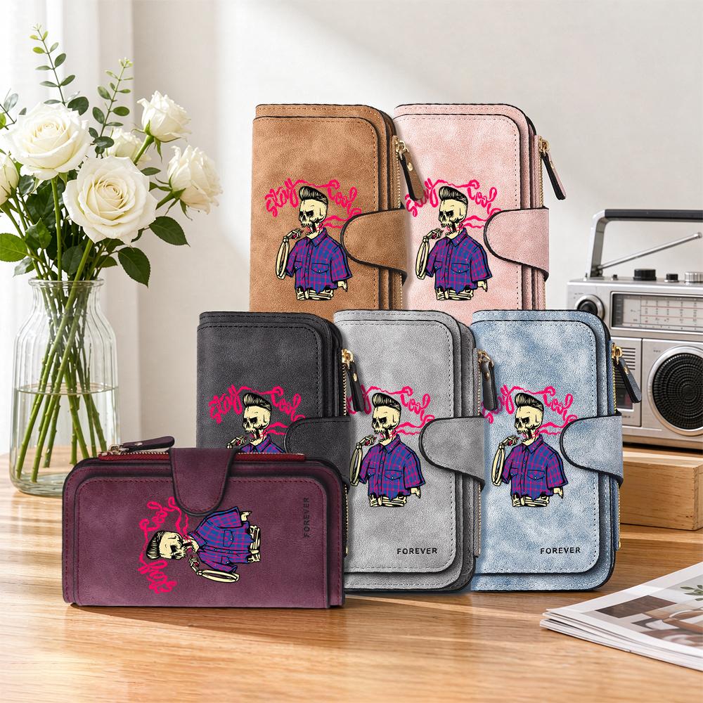 Gothic Skull Pattern Wallet Cool Long Card Holder Purse