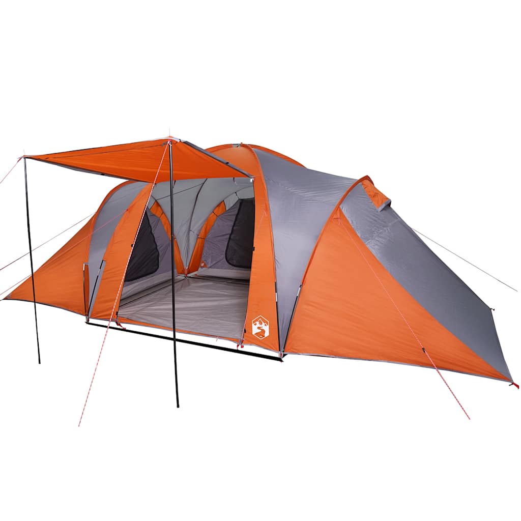 Dome Family Tent for 6 Persons Grey and Orange Waterproof