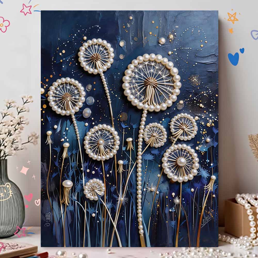 DIY 5D Dandelion Pearl Art Kit No Frame Pearl Diamond Painting for Adults 30x40cm Floral Gem Art for Home Wall Decoration & Craft Gift