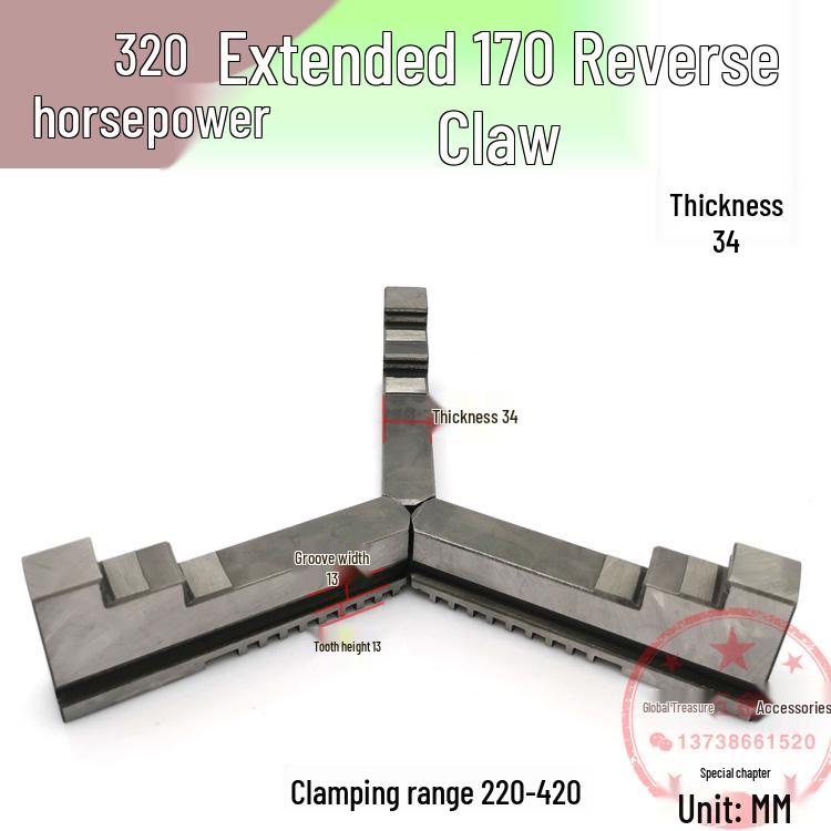 250mm & 500mm Extended Three-Jaw Chuck with Adjustable Jaws