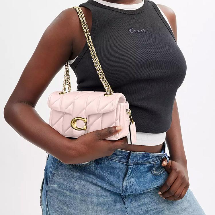 Coach Bolso Bandolera Acolchado de Cuero Tabby 20 Clásico Bolso de Hombro Pequeño para Mujer Latón Rosa CP149-B4B5