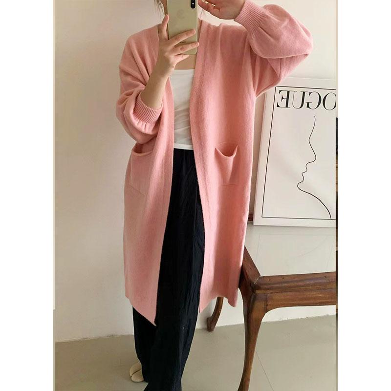 Spring and Autumn Women's Sweater Cardigan Tops Lazy Soft Knit Cardigan Jacket Medium Long Loose Sweater