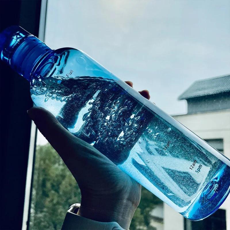 Ins 750/500ML Large Capacity Water Bottle with Time Marker Cover for Water Drinks Transparent Juice Simple Cup Birthday Gift