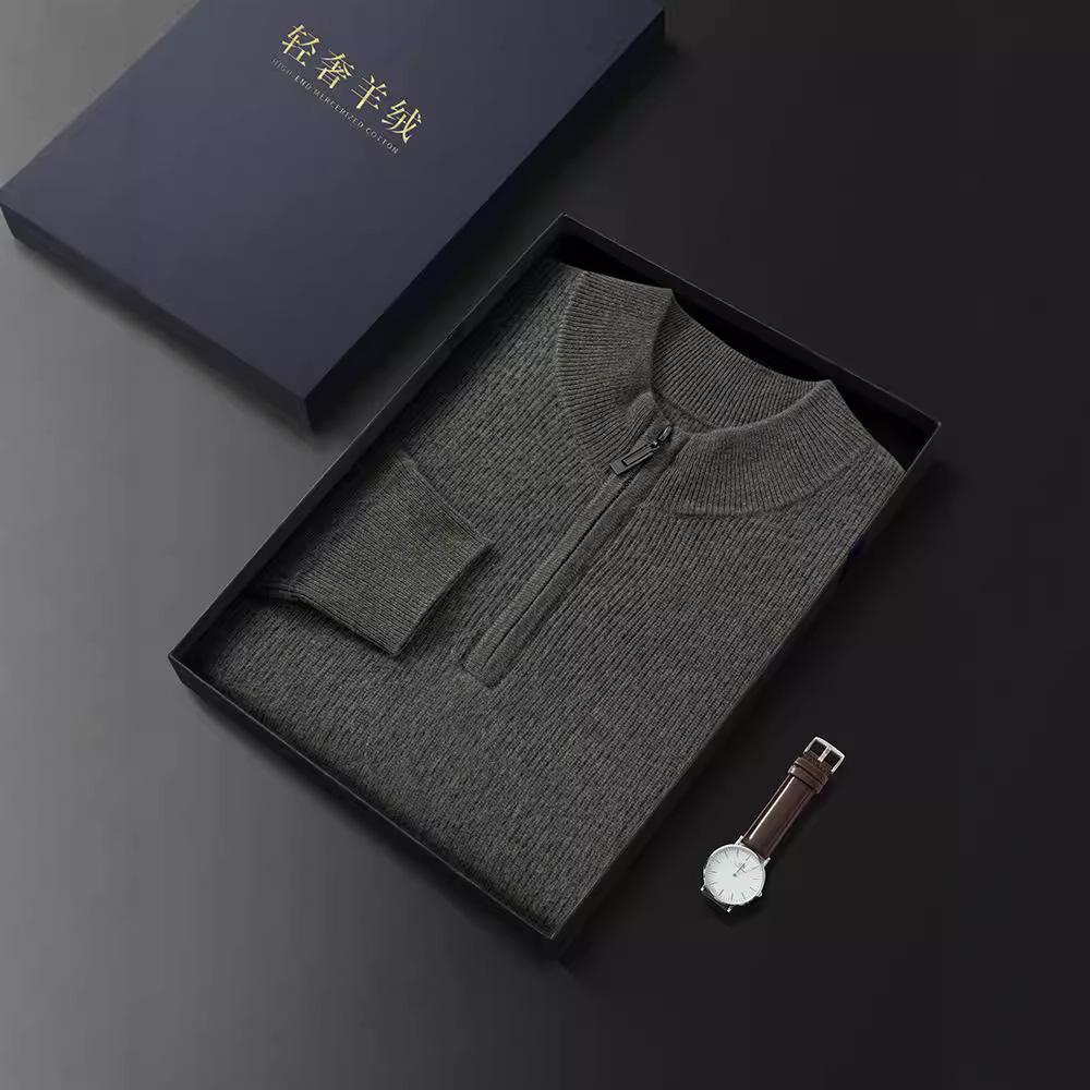 New Semi-zipper Cashmere Sweater Loose Sweater Thickened Knitted Wool