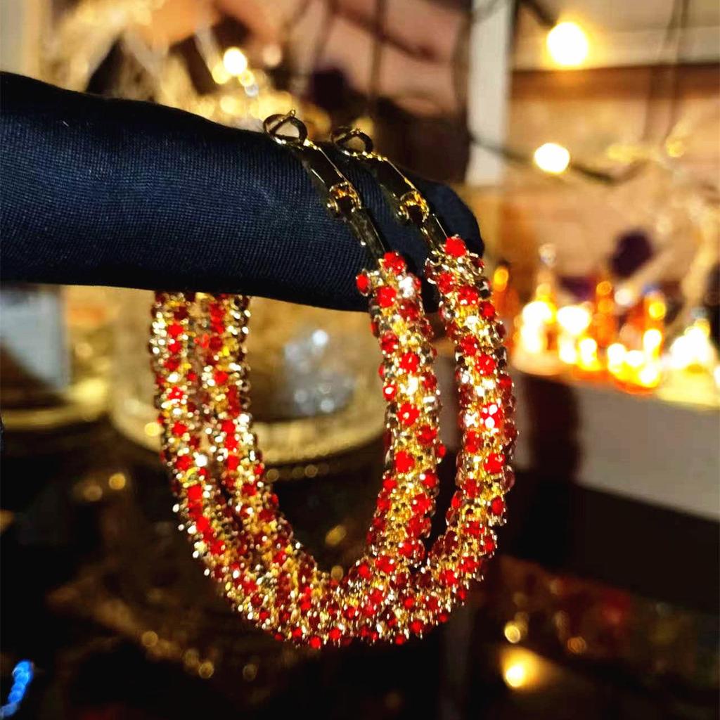 Luxury Rhinestone Hoop Earrings: Simple, Fashionable, and Exaggerated Design for Women