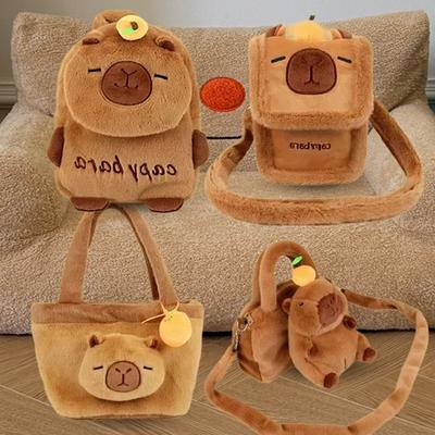 Cute Capybara Plush Backpack Lovelys Fluffy Soft Capibara Crossbody Bag Mobile Phone Bag Shoulder Bag Women's Bags Birthday Gift