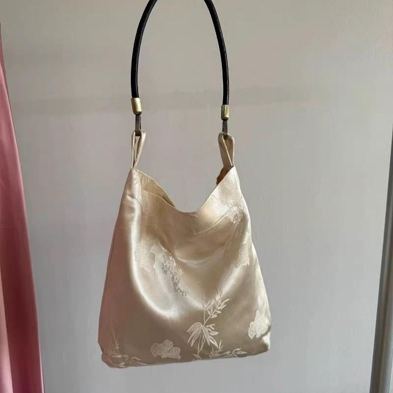 JIAERDI Chinese Style Satin Shoulder Bags Wallets Women Vintage Floral Chic Y2k Underarm Bag Ladies Harajuku Handbag Aesthetic