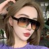 Retro Big Frame Women Square Sunglasses Brand Black Round Gradient Cool Men Sunglasses One Piece Designer Pilot Sun Glasses