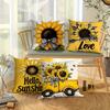 4Pcs Yellow Sunflower Flowers Single-Sided Printing Short Plush Suitable Living Rooms Bedrooms Sofas (Excluding Pillow Cores)
